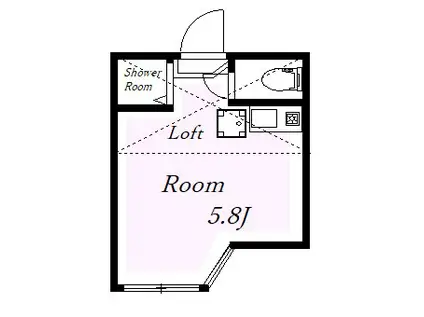 ユナイト中野島ジャン・レノ(ワンルーム/2階)の間取り写真