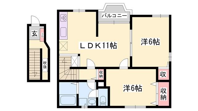 メゾン余部(2LDK/2階)の間取り写真