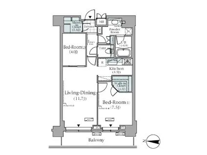 PARK AXIS 辰巳STAGE(2LDK/10階)の間取り写真