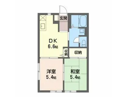 フレグランス ヴィラ A セ(2DK/1階)の間取り写真