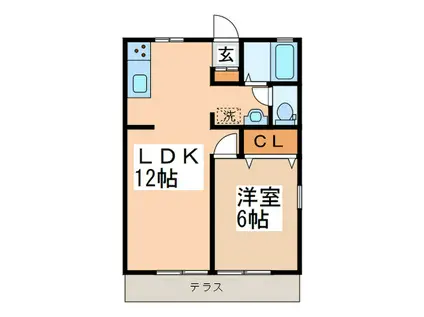 チェリーハイツ(1LDK/1階)の間取り写真
