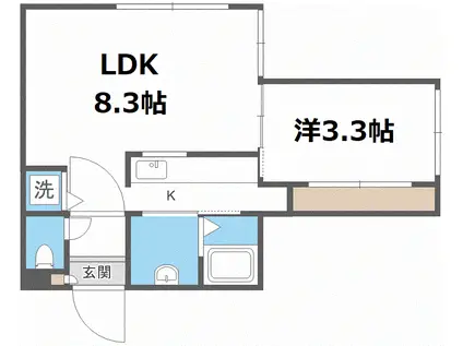クリムゾン学園前(1LDK/4階)の間取り写真