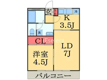 アネックスおゆみ野(2K/1階)の間取り写真