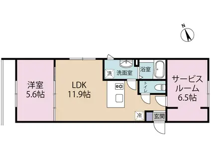 鵠沼海岸7丁目マンション(1SLDK/2階)の間取り写真