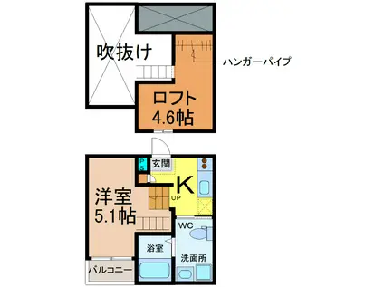 SEED(1K/2階)の間取り写真