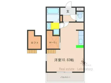 バンベールイースト(ワンルーム/4階)の間取り写真