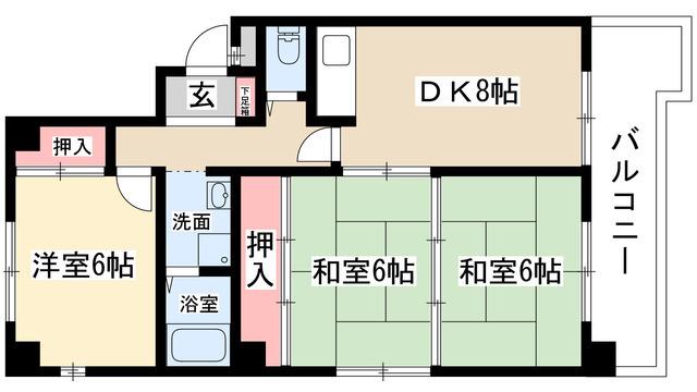 山田ビル(3DK/2階)の間取り写真