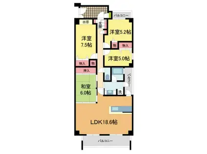 グランドメゾン芦屋岩園(4LDK/4階)の間取り写真