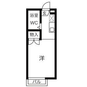 CROWN M&K(ワンルーム/2階)の間取り写真