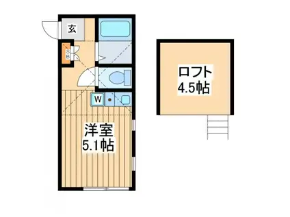 プレリュード川崎(ワンルーム/2階)の間取り写真