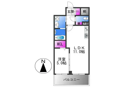 VITA荒本(1LDK/9階)の間取り写真