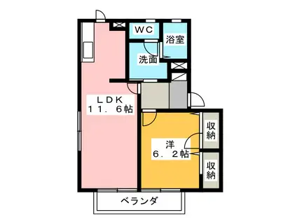 クリサノーヴァC(1LDK/2階)の間取り写真