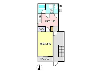 ROUTE3(1DK/1階)の間取り写真