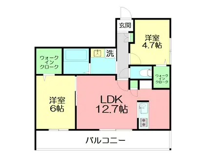ラルジュ茅ヶ崎(2LDK/1階)の間取り写真