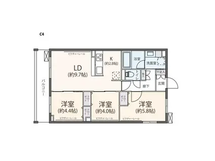ピア新百合山手(3LDK/2階)の間取り写真