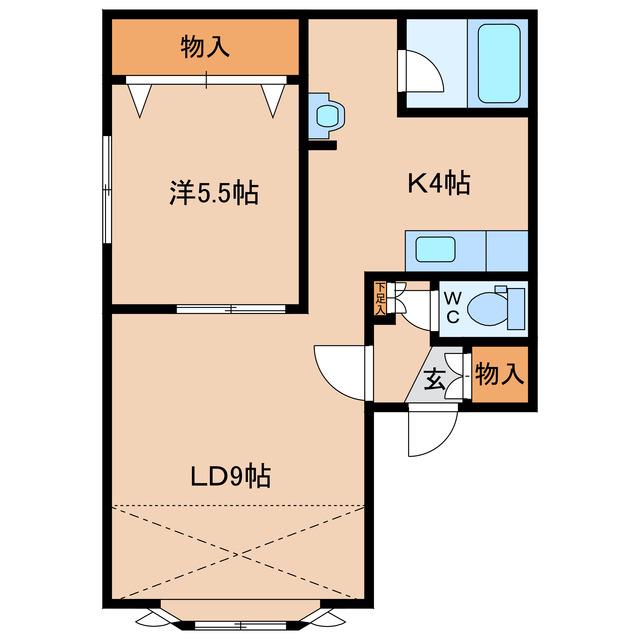 フィールB(1LDK/2階)の間取り写真
