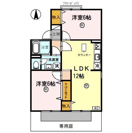 ピュアハイツ有本 I(2LDK/1階)の間取り写真
