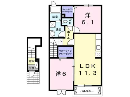 シャンドフルールIST(2LDK/2階)の間取り写真
