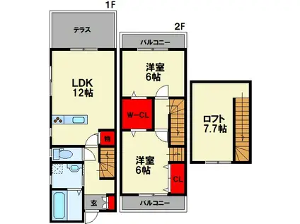川宮AP(2LDK/1階)の間取り写真