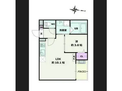 JACK SHINKAI III(1LDK/3階)の間取り写真