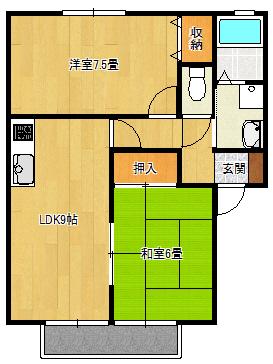 パナハイツ藪塚A(2LDK/2階)の間取り写真