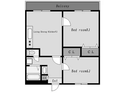 ヴィ フォレストII(2LDK/1階)の間取り写真