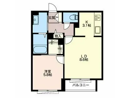 GRAND BOIS(1LDK/3階)の間取り写真