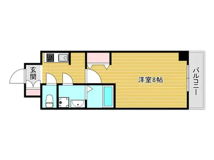 S-RESIDENCE 難波 VIALE(1K/6階)の間取り写真