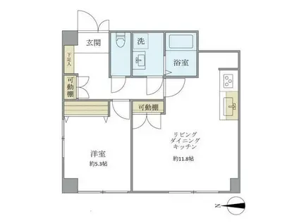 ISM平塚(1LDK/2階)の間取り写真