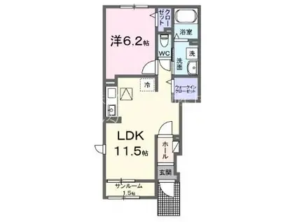 モン プチ アンジュ(1LDK/1階)の間取り写真