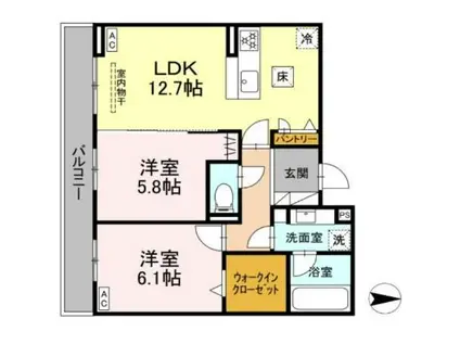 D-AVANCE美合西町(2LDK/1階)の間取り写真