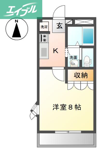 パッシオデウス(1K/2階)の間取り写真