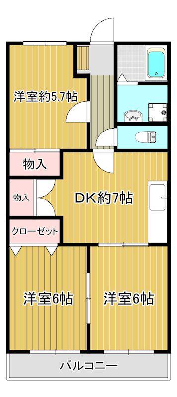 オステンハイム(3DK/2階)の間取り写真