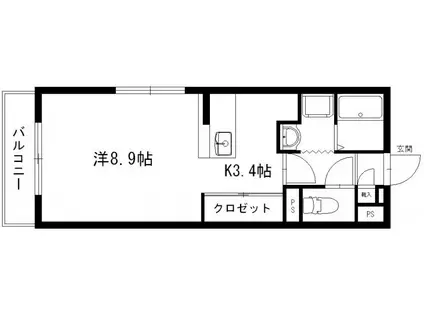 グランストーク上西(1K/1階)の間取り写真