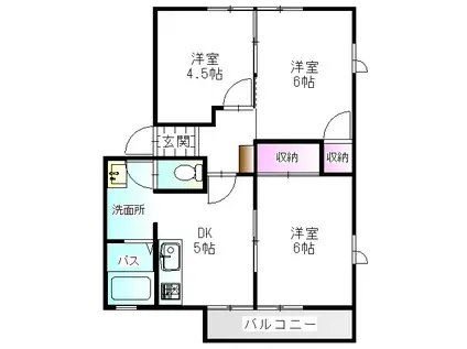 メゾンドールK(3DK/1階)の間取り写真