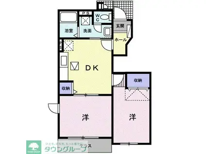 ソレアード カーサ(2DK/1階)の間取り写真