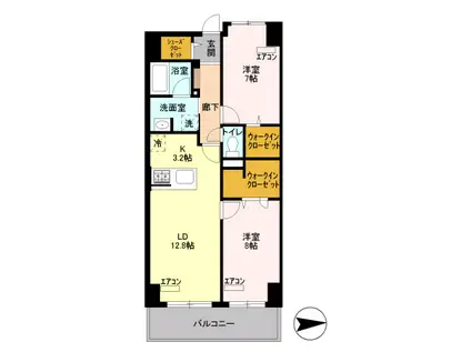 ロイヤルパークスシーサー西新井(2LDK/6階)の間取り写真