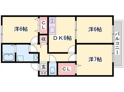 エクレール(3DK/1階)の間取り写真