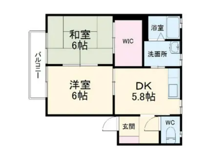 メルベーユ新梨(2DK/2階)の間取り写真
