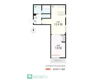 ハーミットクラブハウストゥギャザー長津田(1LDK/2階)の間取り写真