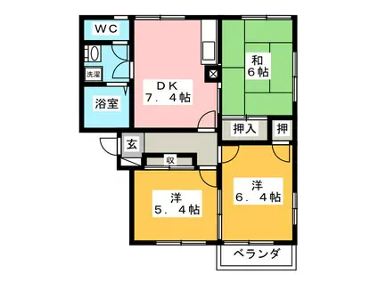 ルミエールしののい W(3DK/2階)の間取り写真