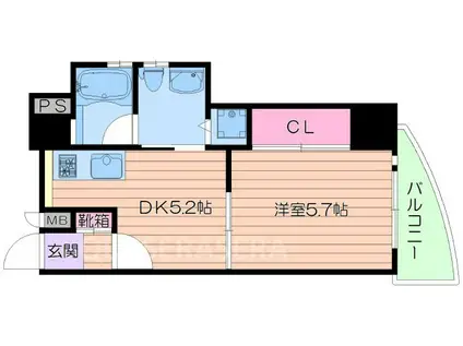 TS-SQUARE天神橋(1DK/4階)の間取り写真