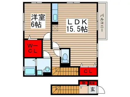 ラ・プランタン(1LDK/2階)の間取り写真