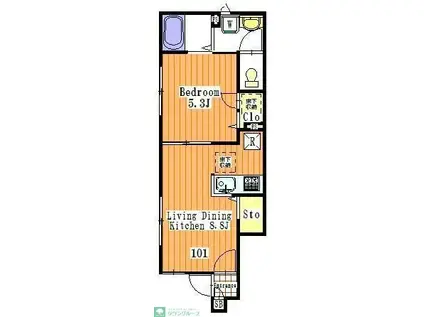 ヴォールF(1LDK/1階)の間取り写真
