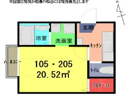 グッドシャインレジデンス久喜(1K/1階)の間取り写真