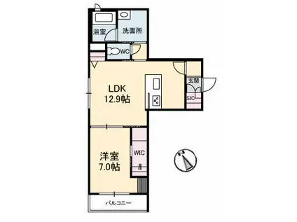 ベレオ コンフォーザ 新山口駅前(1LDK/3階)の間取り写真