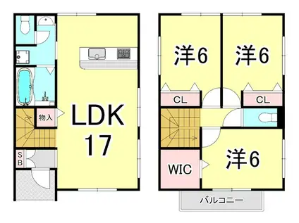 ラフィネ西宮北口(3LDK/1階)の間取り写真