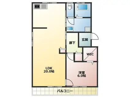 江口マンション(1LDK/2階)の間取り写真