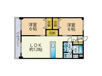 勝栄ビル(3DK/6階)の間取り写真