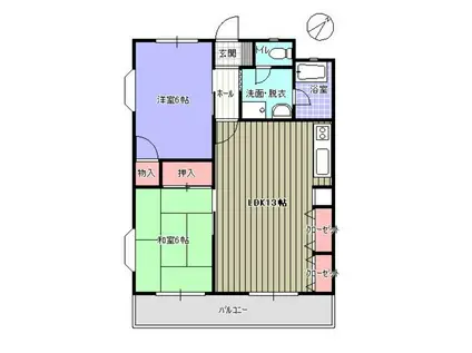 真鍋ビル(2LDK/1階)の間取り写真